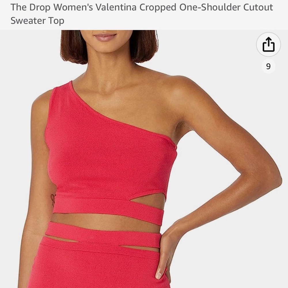 Amazon The Drop Red One Shoulder Crop Top, size L